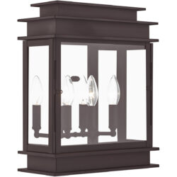 12.5 inch 3 Light Bronze Outdoor Wall Lantern with Clear Glass Shade-Lighting LumensLantern