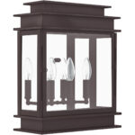 12.5 inch 3 Light Bronze Outdoor Wall Lantern with Clear Glass Shade-Lighting LumensLantern