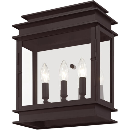 12.5 inch 3 Light Bronze Outdoor Wall Lantern with Clear Glass Shade-Lighting LumensLantern