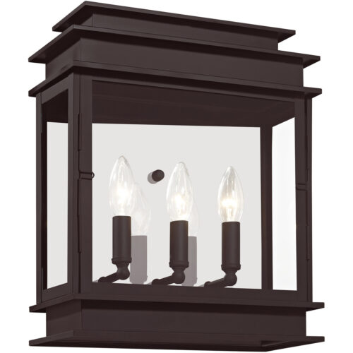 12.5 inch 3 Light Bronze Outdoor Wall Lantern with Clear Glass Shade-Lighting LumensLantern