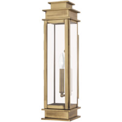 5.25 inch 1 Light Antique Brass Outdoor Wall Lantern with Clear Glass Shade-Lighting LumensLantern