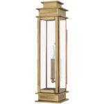 5.25 inch 1 Light Antique Brass Outdoor Wall Lantern with Clear Glass Shade-Lighting LumensLantern