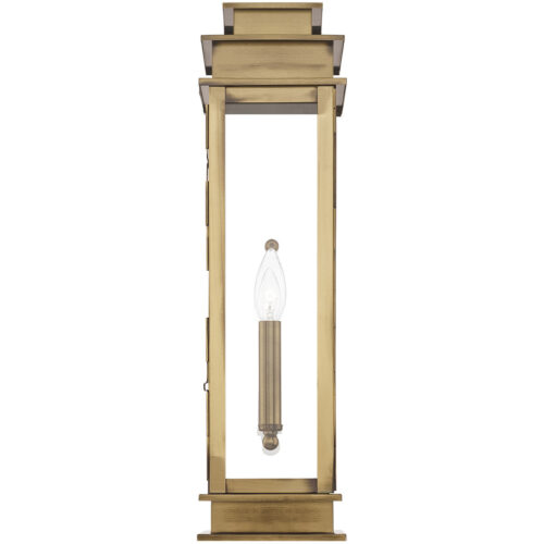 5.25 inch 1 Light Antique Brass Outdoor Wall Lantern with Clear Glass Shade-Lighting LumensLantern