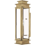 5.25 inch 1 Light Antique Brass Outdoor Wall Lantern with Clear Glass Shade-Lighting LumensLantern