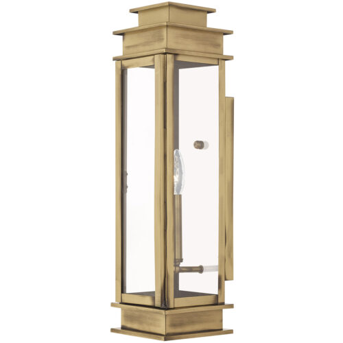 5.25 inch 1 Light Antique Brass Outdoor Wall Lantern with Clear Glass Shade-Lighting LumensLantern