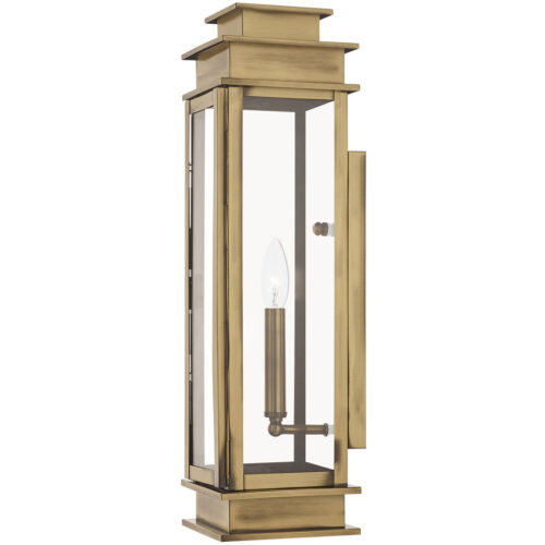 5.25 inch 1 Light Antique Brass Outdoor Wall Lantern with Clear Glass Shade-Lighting LumensLantern