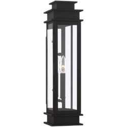 5.25 inch 1 Light Black Outdoor Wall Lantern with Clear Glass Shade-Lighting LumensLantern