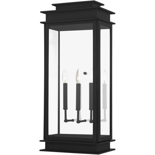 12.5 inch 3 Light Black Outdoor Wall Lantern with Clear Glass Shade-Lighting LumensLantern