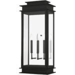 12.5 inch 3 Light Black Outdoor Wall Lantern with Clear Glass Shade-Lighting LumensLantern