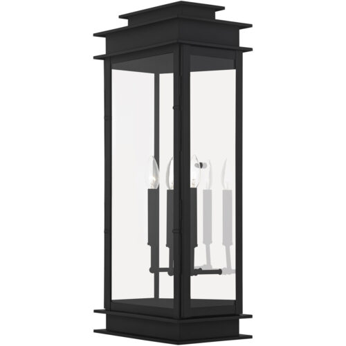 12.5 inch 3 Light Black Outdoor Wall Lantern with Clear Glass Shade-Lighting LumensLantern