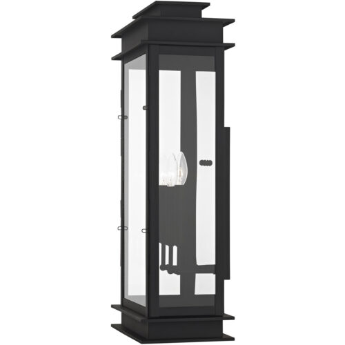 12.5 inch 3 Light Black Outdoor Wall Lantern with Clear Glass Shade-Lighting LumensLantern