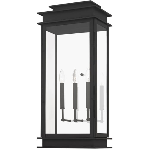 12.5 inch 3 Light Black Outdoor Wall Lantern with Clear Glass Shade-Lighting LumensLantern