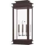 12.5 inch 3 Light Bronze Outdoor Wall Lantern with Clear Glass Shade-Lighting LumensLantern