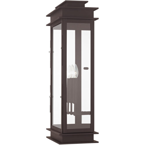 12.5 inch 3 Light Bronze Outdoor Wall Lantern with Clear Glass Shade-Lighting LumensLantern