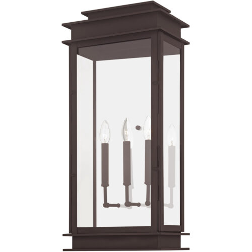 12.5 inch 3 Light Bronze Outdoor Wall Lantern with Clear Glass Shade-Lighting LumensLantern