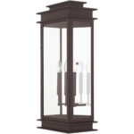 12.5 inch 3 Light Bronze Outdoor Wall Lantern with Clear Glass Shade-Lighting LumensLantern