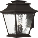 14 inch 4 Light Bronze Outdoor Wall Lantern Pendant Lighting Fixture with Clear Water Glass Shade-Lighting LumensLantern