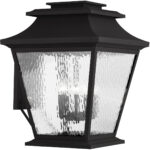 18 inch 5 Light Black Outdoor Wall Lantern Pendant Lighting Fixture with Clear Water Glass Shade-Lighting LumensLantern