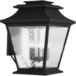 18 inch 5 Light Black Outdoor Wall Lantern Pendant Lighting Fixture with Clear Water Glass Shade-Lighting LumensLantern