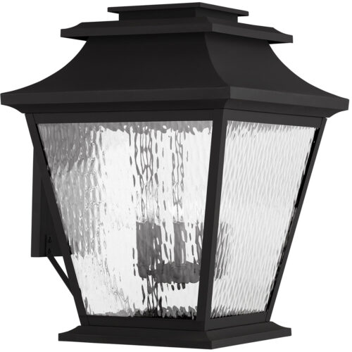 18 inch 5 Light Black Outdoor Wall Lantern Pendant Lighting Fixture with Clear Water Glass Shade-Lighting LumensLantern