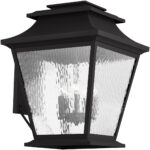 18 inch 5 Light Black Outdoor Wall Lantern Pendant Lighting Fixture with Clear Water Glass Shade-Lighting LumensLantern