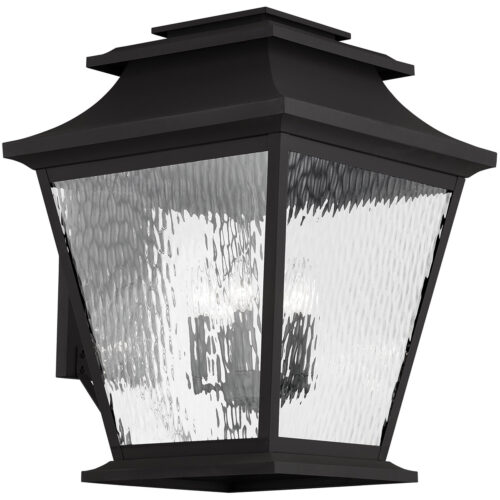 18 inch 5 Light Black Outdoor Wall Lantern Pendant Lighting Fixture with Clear Water Glass Shade-Lighting LumensLantern