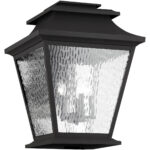 18 inch 5 Light Black Outdoor Wall Lantern Pendant Lighting Fixture with Clear Water Glass Shade-Lighting LumensLantern