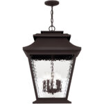 18 inch 5 Light Bronze Outdoor Chain Lantern Pendant Lighting Fixture with Clear Water Glass Shade-Lighting LumensLantern