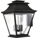 21 inch 6 Light Black Outdoor Wall Lantern Pendant Lighting Fixture with Clear Water Glass Shade-Lighting LumensLantern