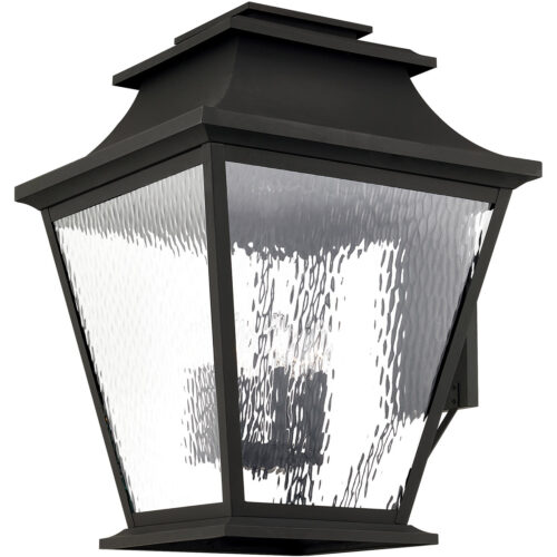 21 inch 6 Light Black Outdoor Wall Lantern Pendant Lighting Fixture with Clear Water Glass Shade-Lighting LumensLantern