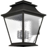 21 inch 6 Light Black Outdoor Wall Lantern Pendant Lighting Fixture with Clear Water Glass Shade-Lighting LumensLantern