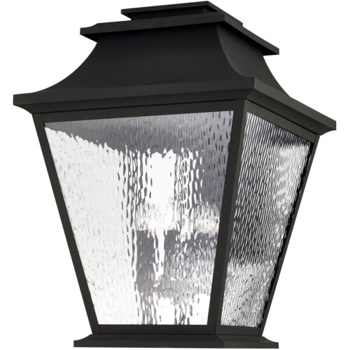 21 inch 6 Light Black Outdoor Wall Lantern Pendant Lighting Fixture with Clear Water Glass Shade-Lighting LumensLantern