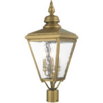 10.625 inch 3 Light Antique Brass Post-Top Lantern Pendant Lighting Fixture with Clear Water Glass Shade-Lighting LumensLantern