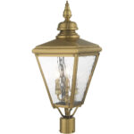 10.625 inch 3 Light Antique Brass Post-Top Lantern Pendant Lighting Fixture with Clear Water Glass Shade-Lighting LumensLantern