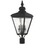 10.625 inch 3 Light Black Post-Top Lantern Pendant Lighting Fixture with Clear Water Glass Shade-Lighting LumensLantern