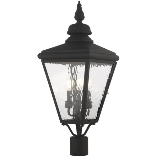 10.625 inch 3 Light Black Post-Top Lantern Pendant Lighting Fixture with Clear Water Glass Shade-Lighting LumensLantern