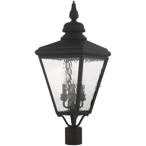 10.625 inch 3 Light Black Post-Top Lantern Pendant Lighting Fixture with Clear Water Glass Shade-Lighting LumensLantern