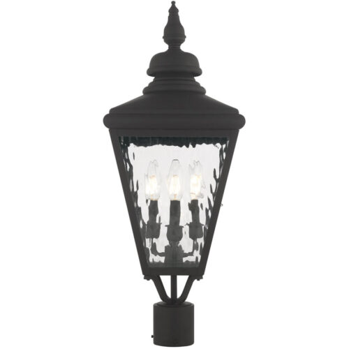 10.625 inch 3 Light Black Post-Top Lantern Pendant Lighting Fixture with Clear Water Glass Shade-Lighting LumensLantern