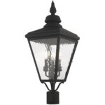 10.625 inch 3 Light Black Post-Top Lantern Pendant Lighting Fixture with Clear Water Glass Shade-Lighting LumensLantern