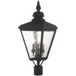 10.625 inch 3 Light Black Post-Top Lantern Pendant Lighting Fixture with Clear Water Glass Shade-Lighting LumensLantern