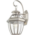 7 inch 1 Light Brushed Nickel Outdoor Wall Lantern Pendant Lighting Fixture with Clear Glass Panel Shade-Lighting LumensLantern