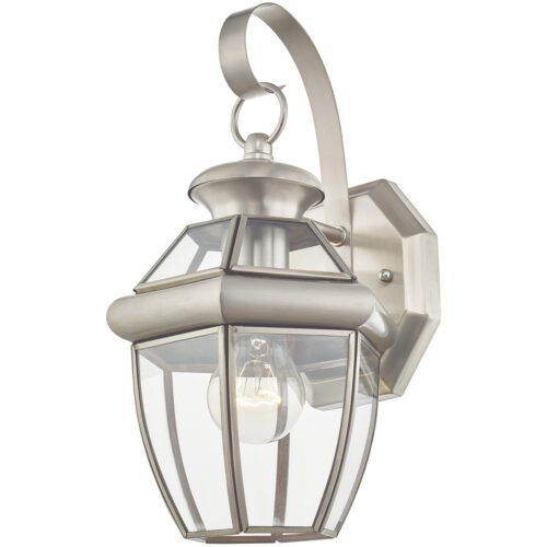 7 inch 1 Light Brushed Nickel Outdoor Wall Lantern Pendant Lighting Fixture with Clear Glass Panel Shade-Lighting LumensLantern