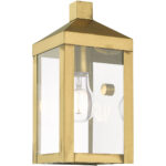 5 inch 1 Light Antique Brass Outdoor Wall Lantern with Clear Glass Shade-Lighting LumensLantern