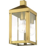 5 inch 1 Light Antique Brass Outdoor Wall Lantern with Clear Glass Shade-Lighting LumensLantern