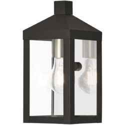 5 inch 1 Light Black Outdoor Wall Lantern with Clear Glass Shade-Lighting LumensLantern