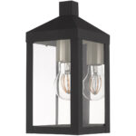 5 inch 1 Light Black Outdoor Wall Lantern with Clear Glass Shade-Lighting LumensLantern