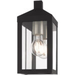 5 inch 1 Light Black Outdoor Wall Lantern with Clear Glass Shade-Lighting LumensLantern