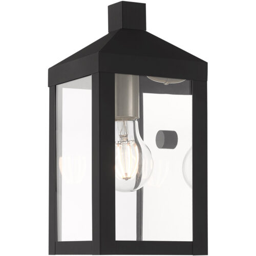 5 inch 1 Light Black Outdoor Wall Lantern with Clear Glass Shade-Lighting LumensLantern