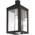 5 inch 1 Light Black Outdoor Wall Lantern with Clear Glass Shade-Lighting LumensLantern