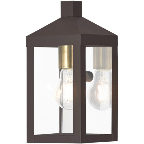 5 inch 1 Light Bronze Outdoor Wall Lantern with Clear Glass Shade-Lighting LumensLantern